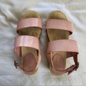 Cat & Jack Girls Pink Glitter Wooden Clogs sz 2